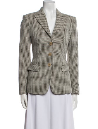 Armani Collezioni Virgin Wool Houndstooth Print Blazer