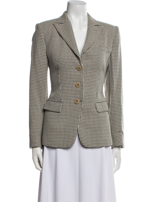 Armani Collezioni Virgin Wool Houndstooth Print Blazer