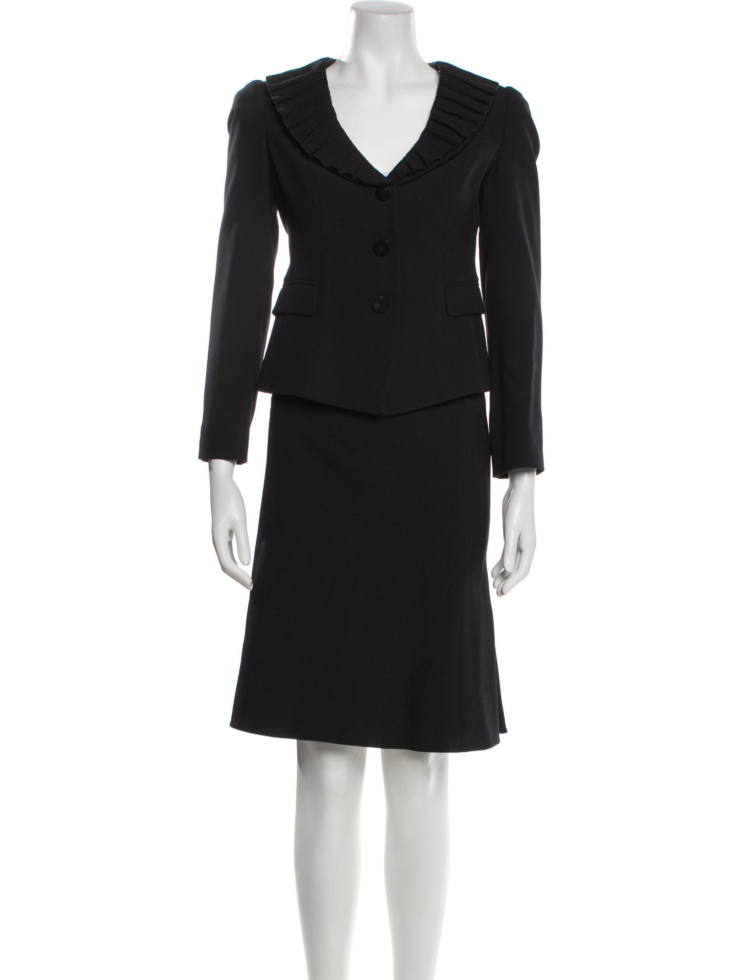 Armani Collezioni Virgin Wool Printed Skirt Suit