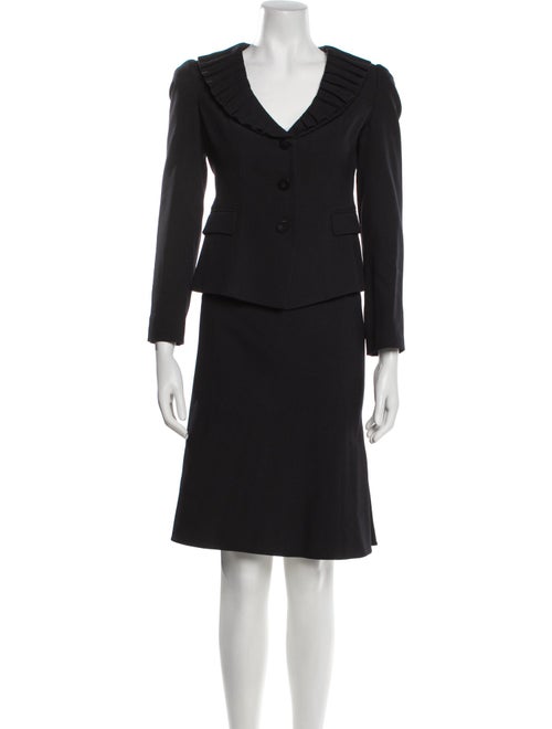 Armani Collezioni Virgin Wool Printed Skirt Suit