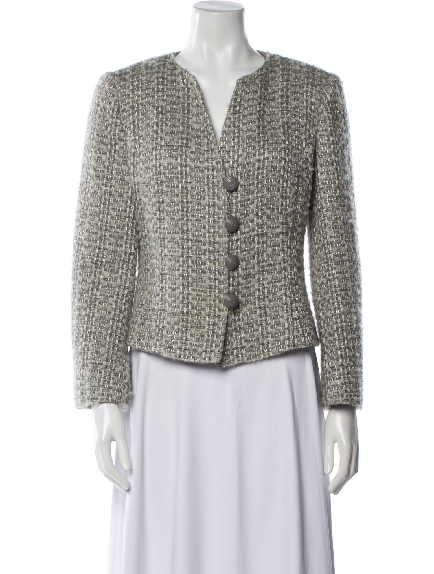 Armani Collezioni Virgin Wool Tweed Pattern Evening Jacket