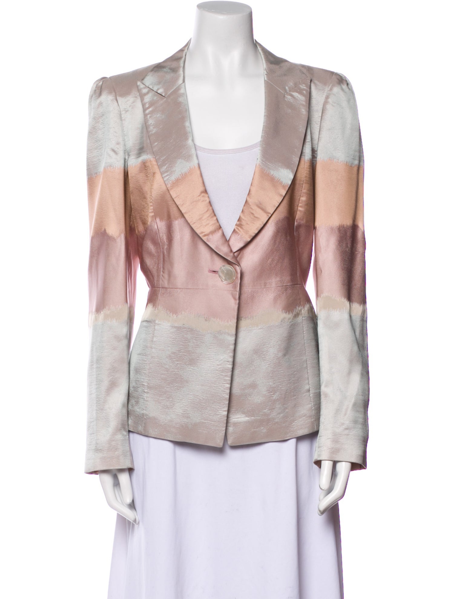 Armani Collezioni Silk Colorblock Pattern Blazer