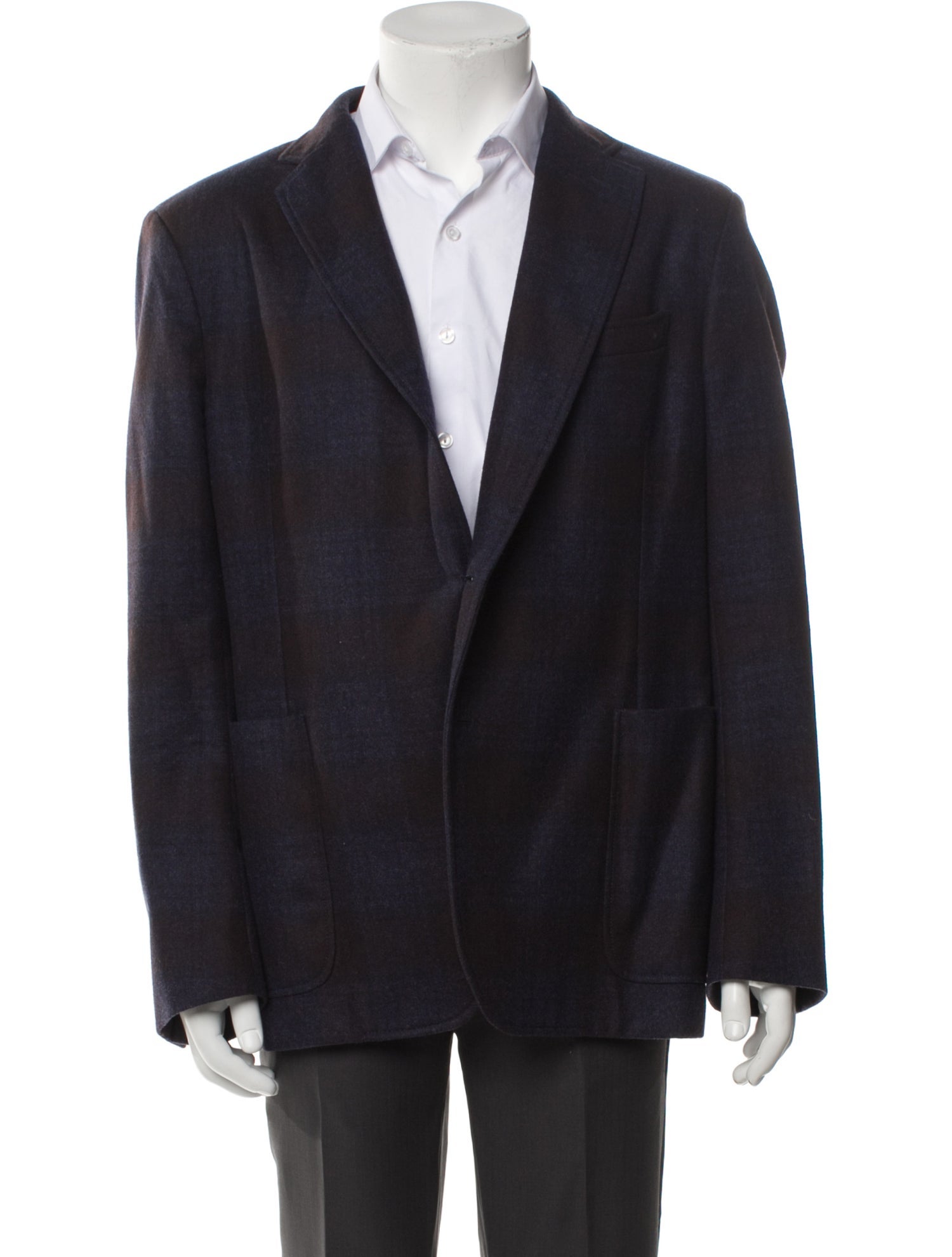 Armani Collezioni Plaid Print Peacoat