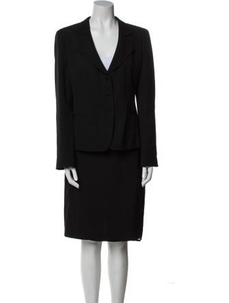 Armani Collezioni Wool Pleated Accents Skirt Suit