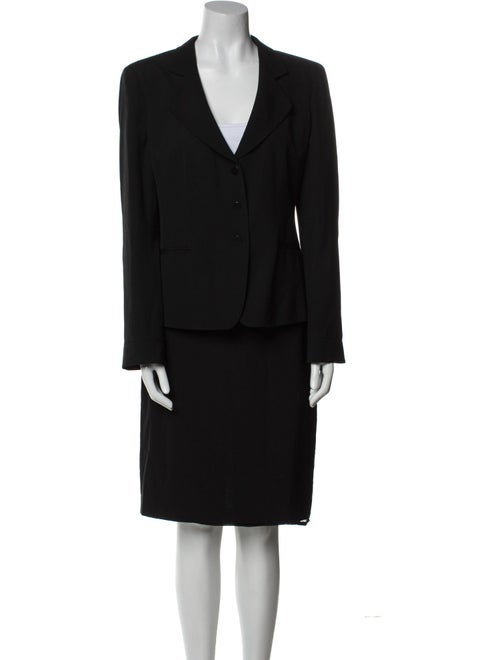 Armani Collezioni Wool Pleated Accents Skirt Suit