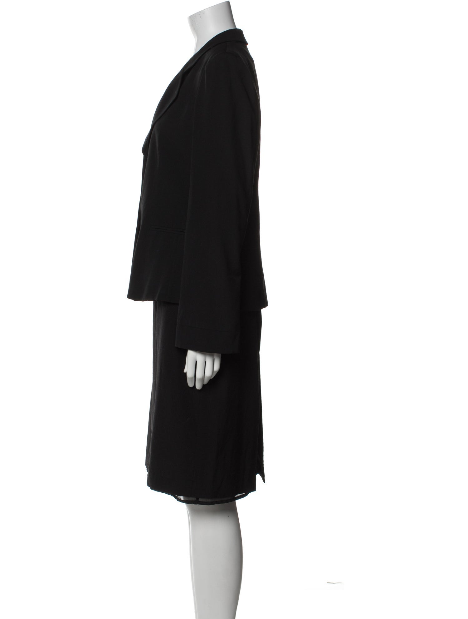 Armani Collezioni Wool Pleated Accents Skirt Suit