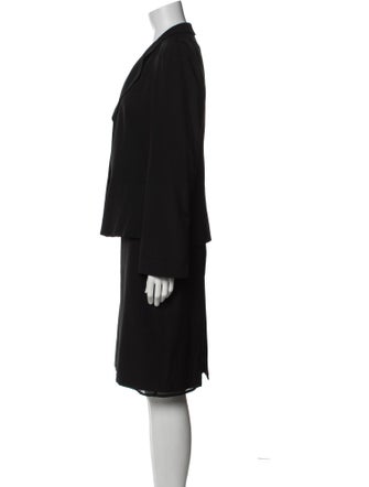 Armani Collezioni Wool Pleated Accents Skirt Suit