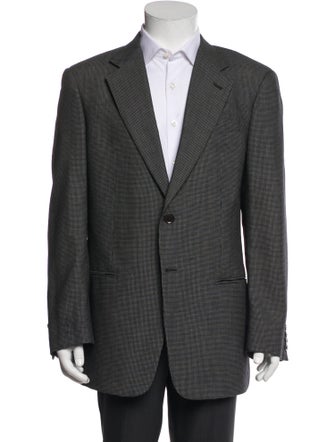 Armani Collezioni Wool Plaid Print Blazer