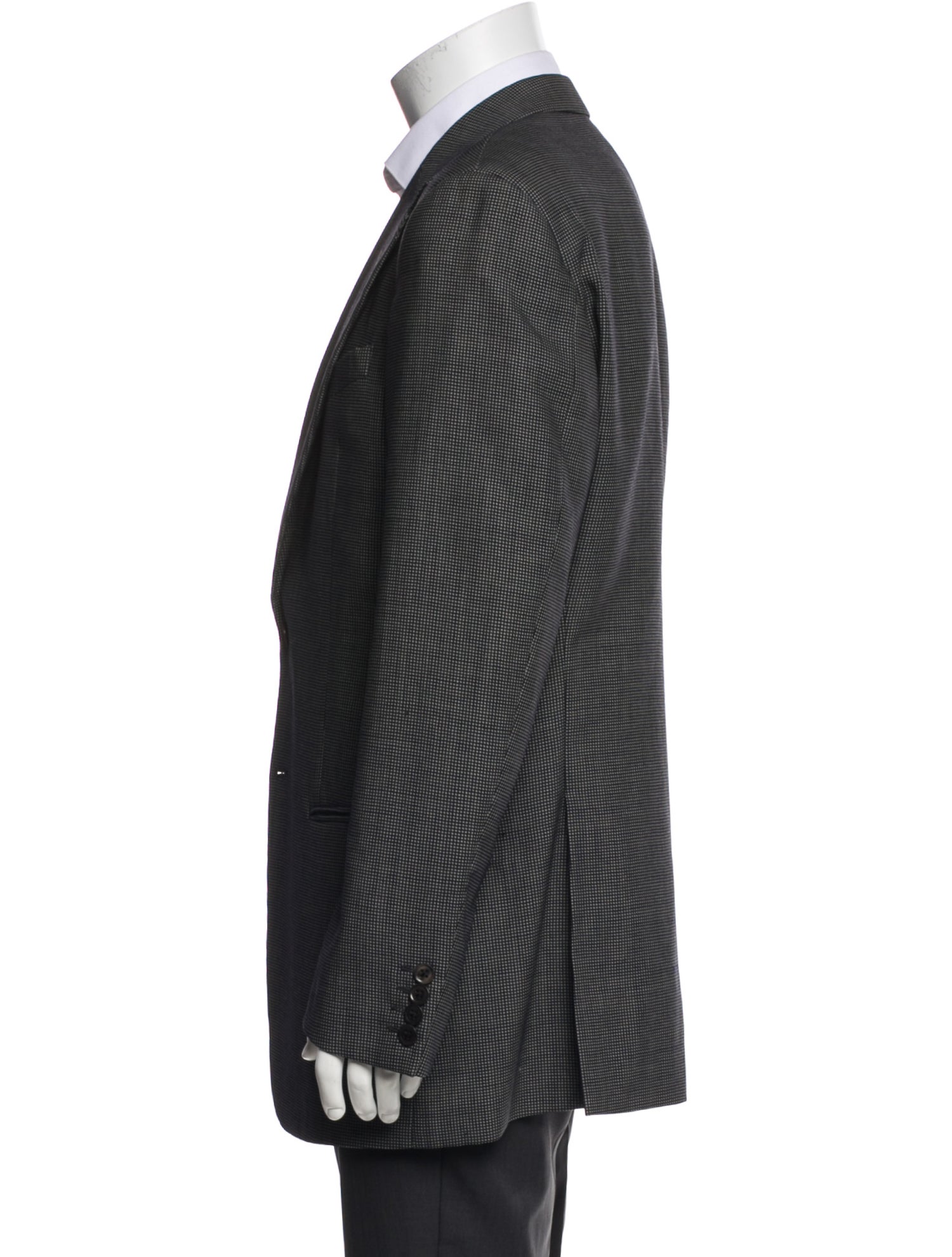 Armani Collezioni Wool Plaid Print Blazer