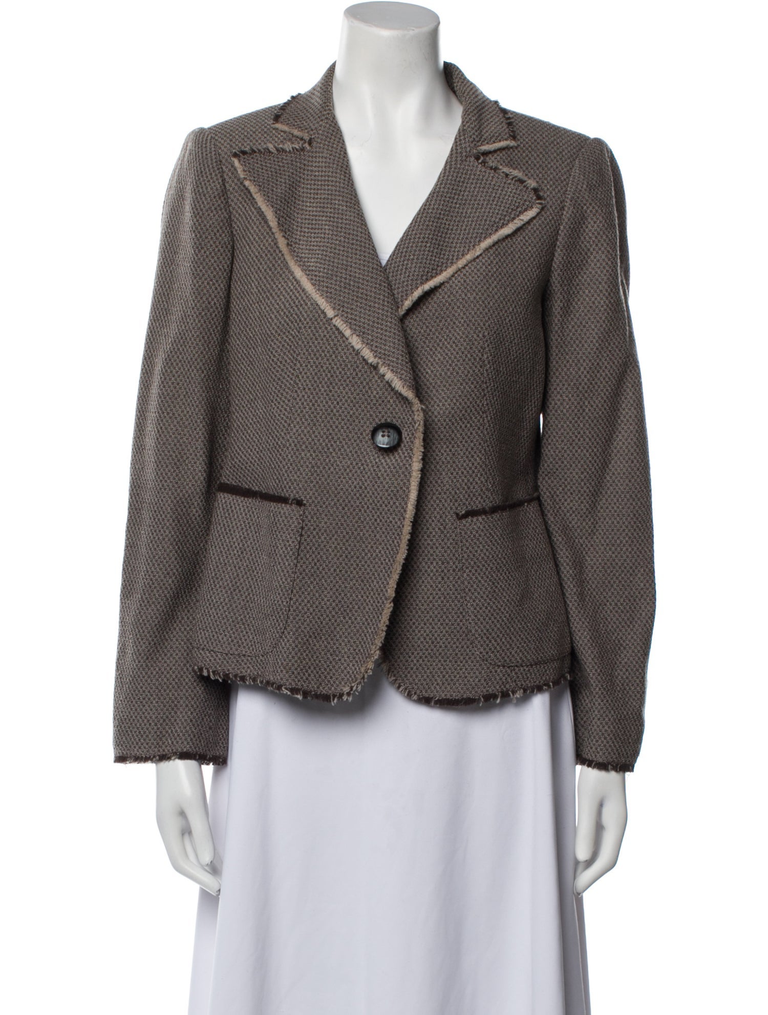 Armani Collezioni Wool Tweed Pattern Blazer