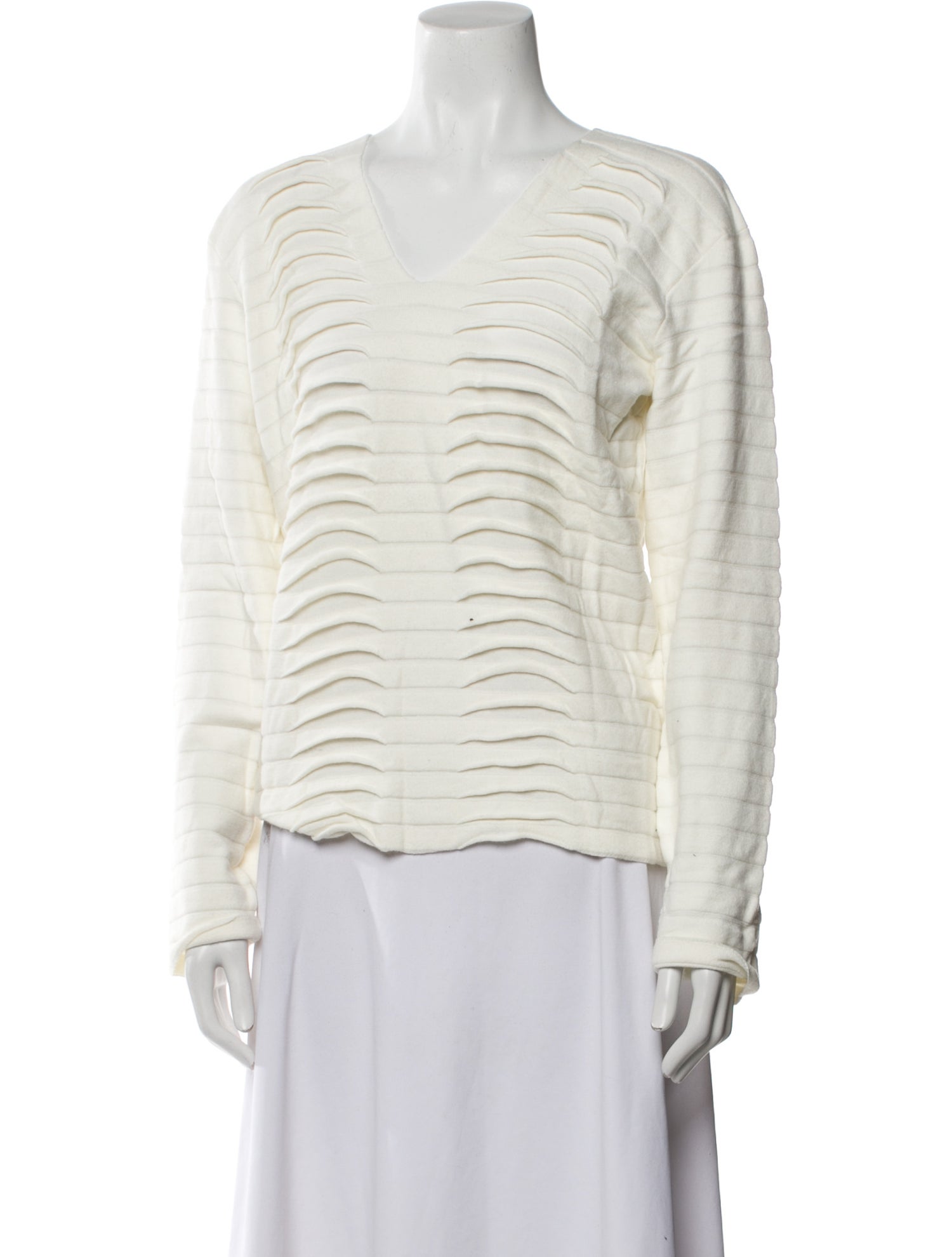 Armani Collezioni Striped V-Neck Sweater w/ Tags