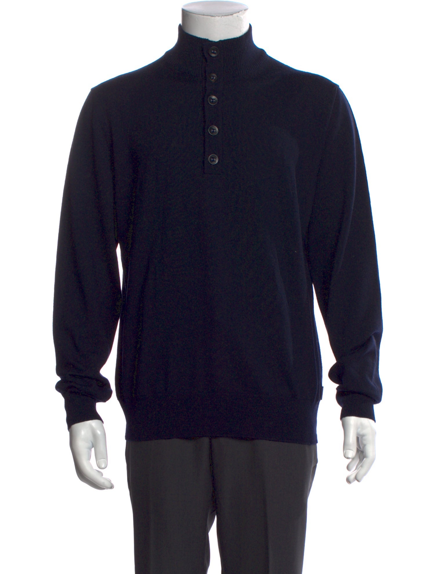 Armani Collezioni Virgin Wool Mock Neck Polo Sweater