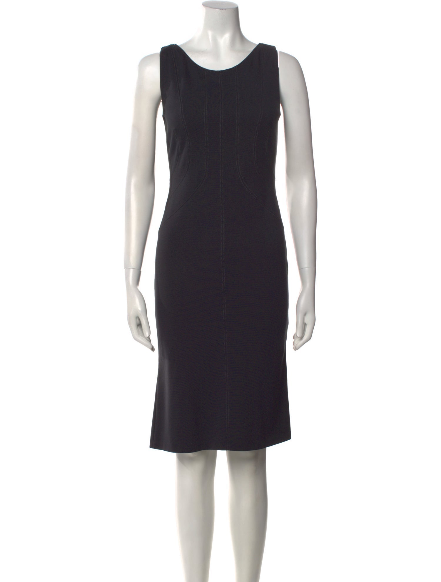 Armani Collezioni Scoop Neck Knee-Length Dress