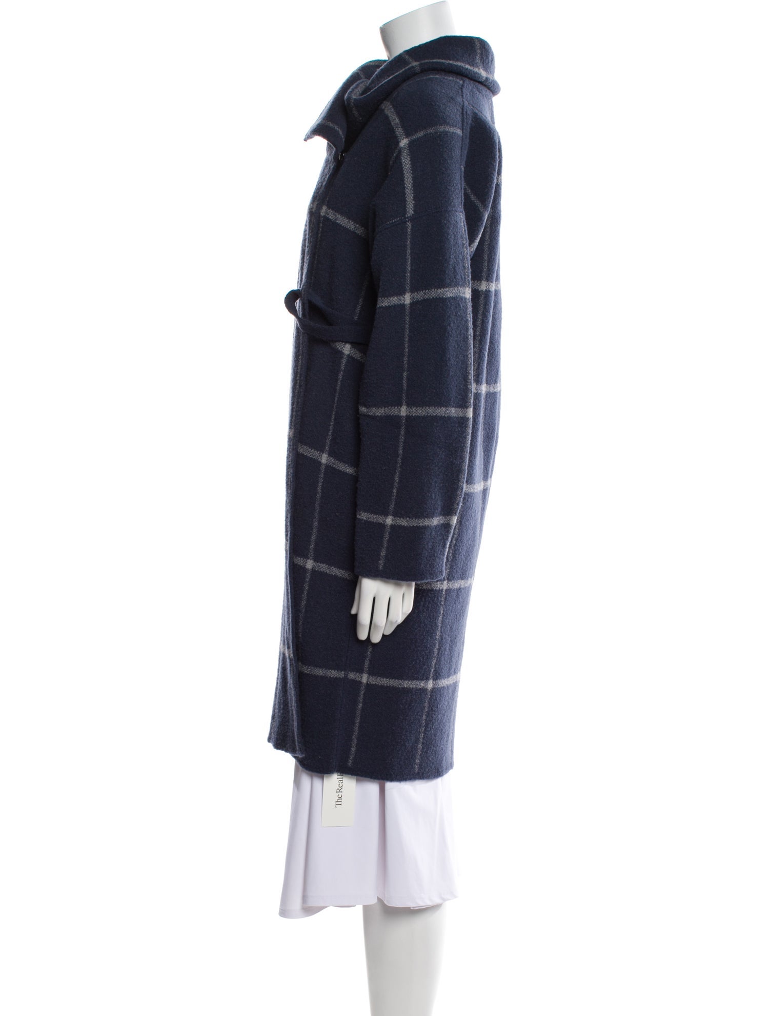 Armani Collezioni Virgin Wool Plaid Print Coat