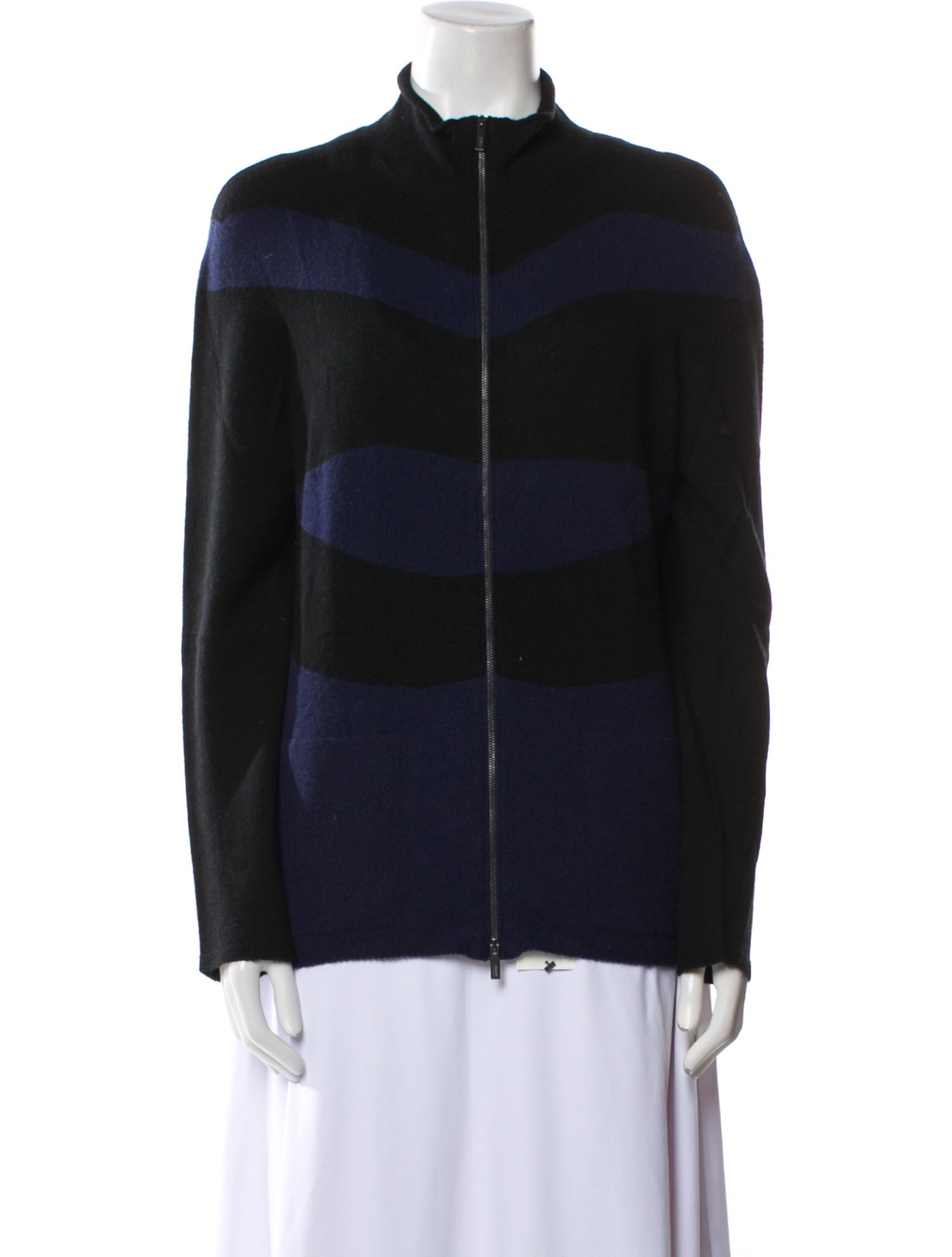 Armani Collezioni Striped Mock Neck Sweater