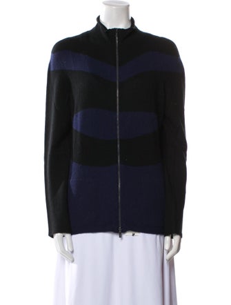 Armani Collezioni Striped Mock Neck Sweater