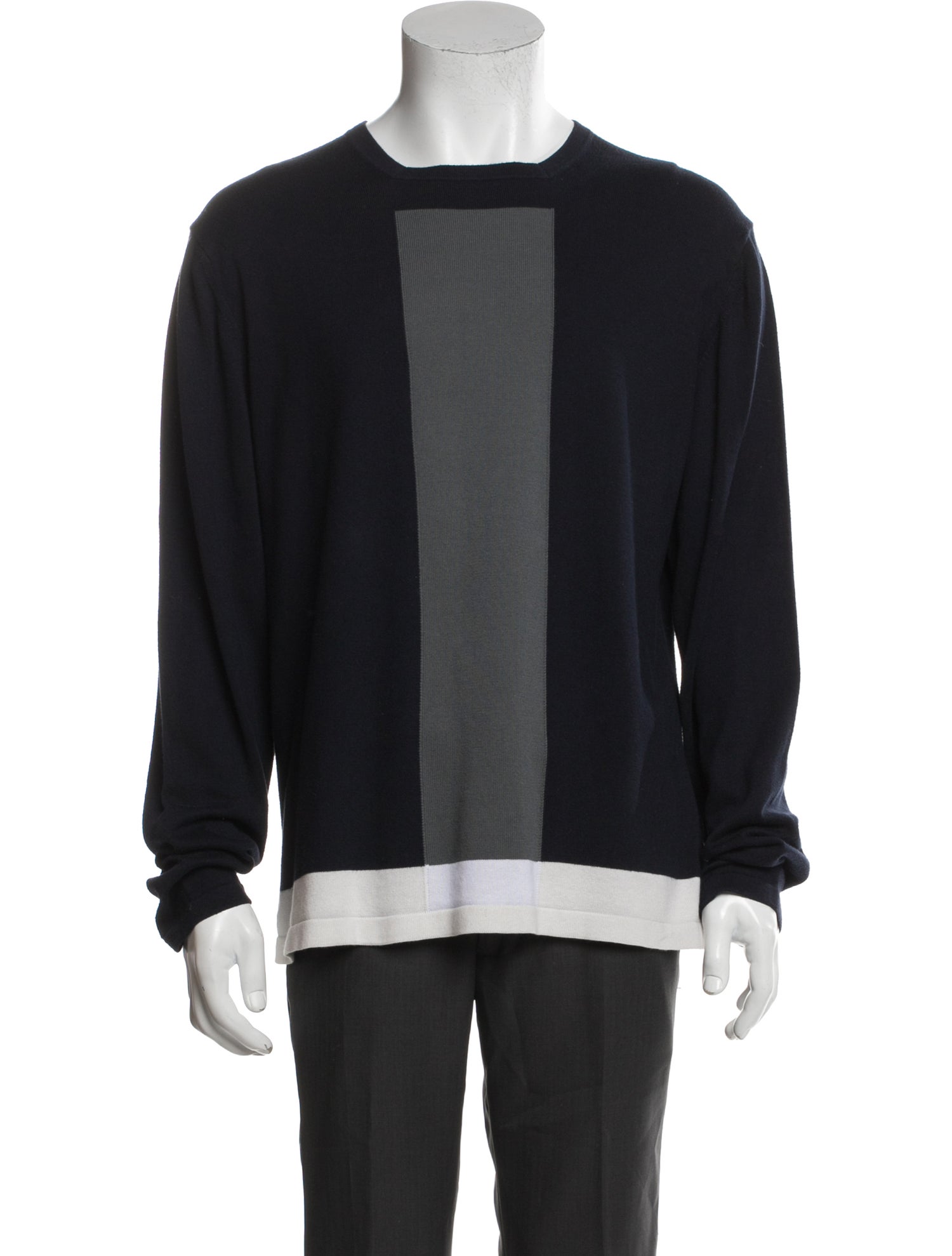 Armani Collezioni Colorblock Pattern Crew Neck Pullover