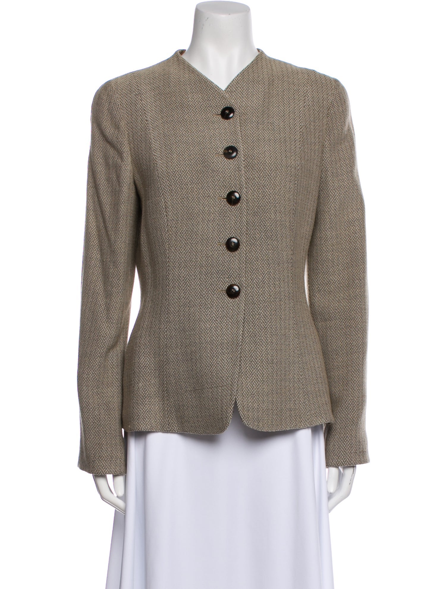 Armani Collezioni Virgin Wool Tweed Pattern Blazer