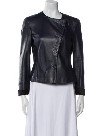 Armani Collezioni Calf Leather Biker Jacket