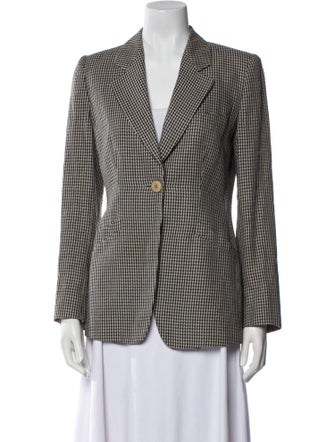Armani Collezioni Linen Plaid Print Blazer