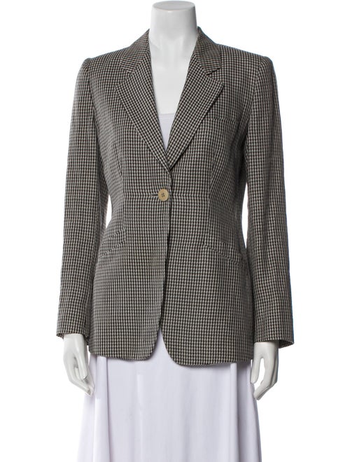 Armani Collezioni Linen Plaid Print Blazer