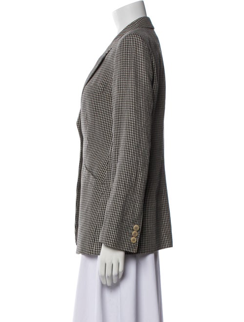 Armani Collezioni Linen Plaid Print Blazer