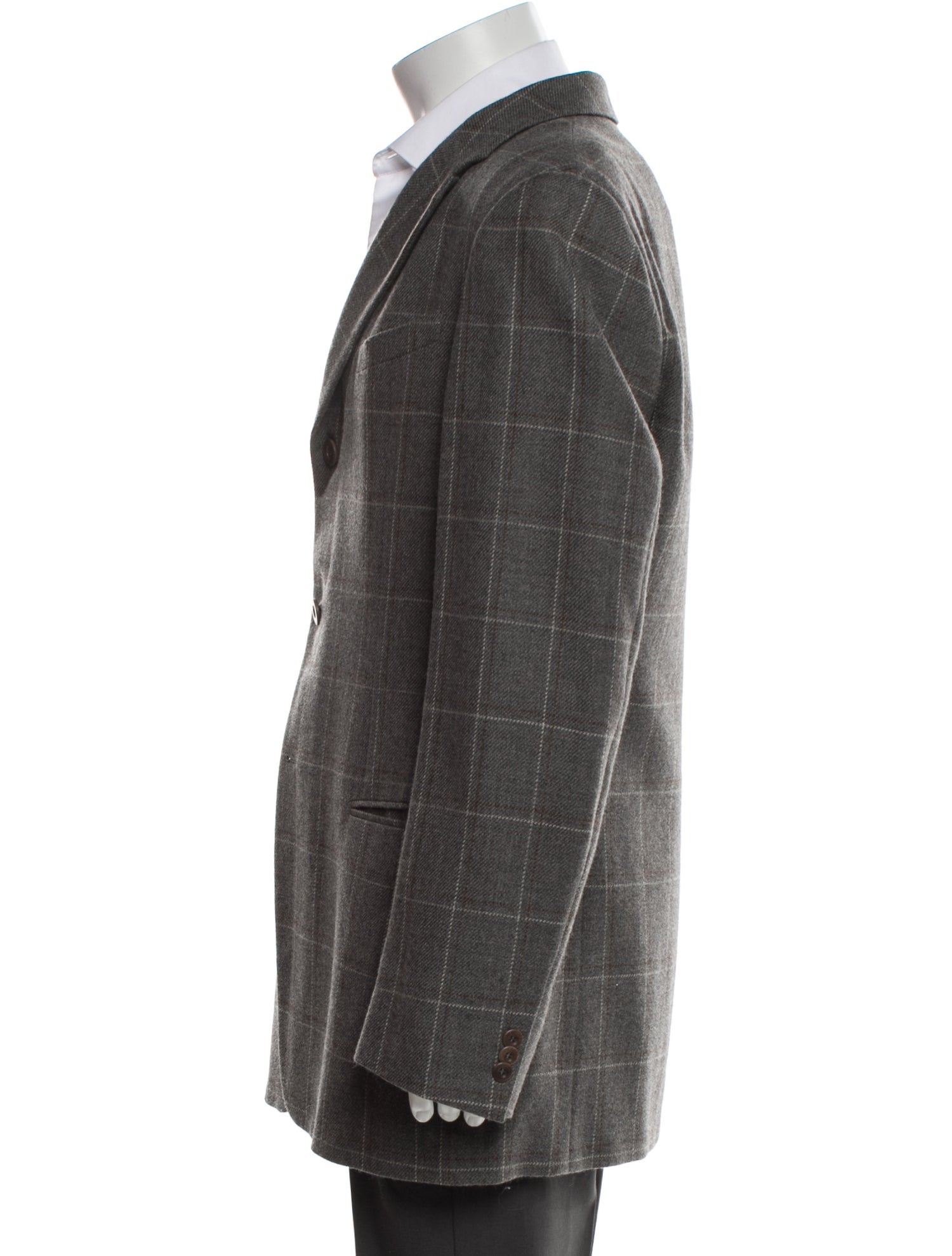Armani Collezioni Wool Plaid Print Blazer