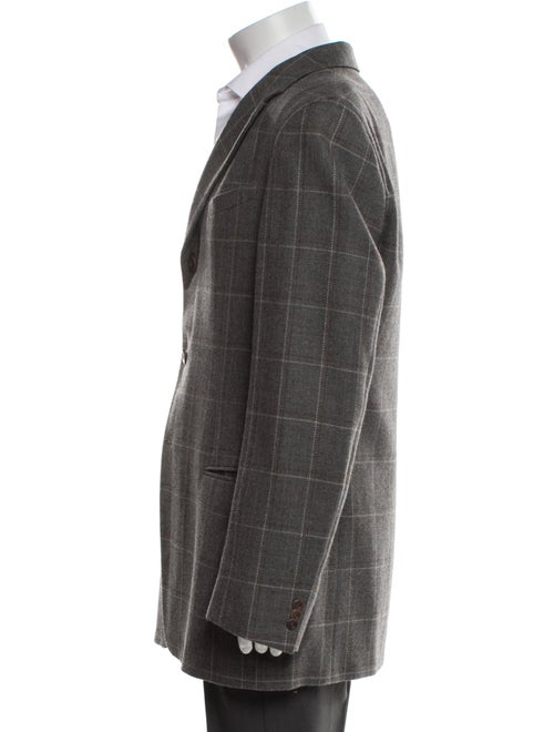Armani Collezioni Wool Plaid Print Blazer
