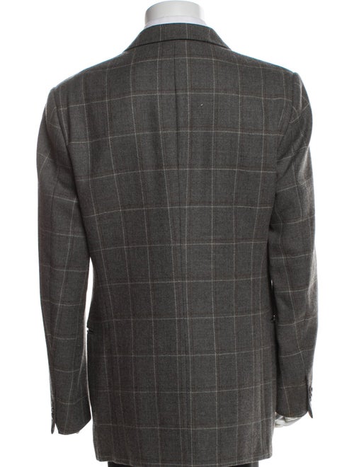 Armani Collezioni Wool Plaid Print Blazer