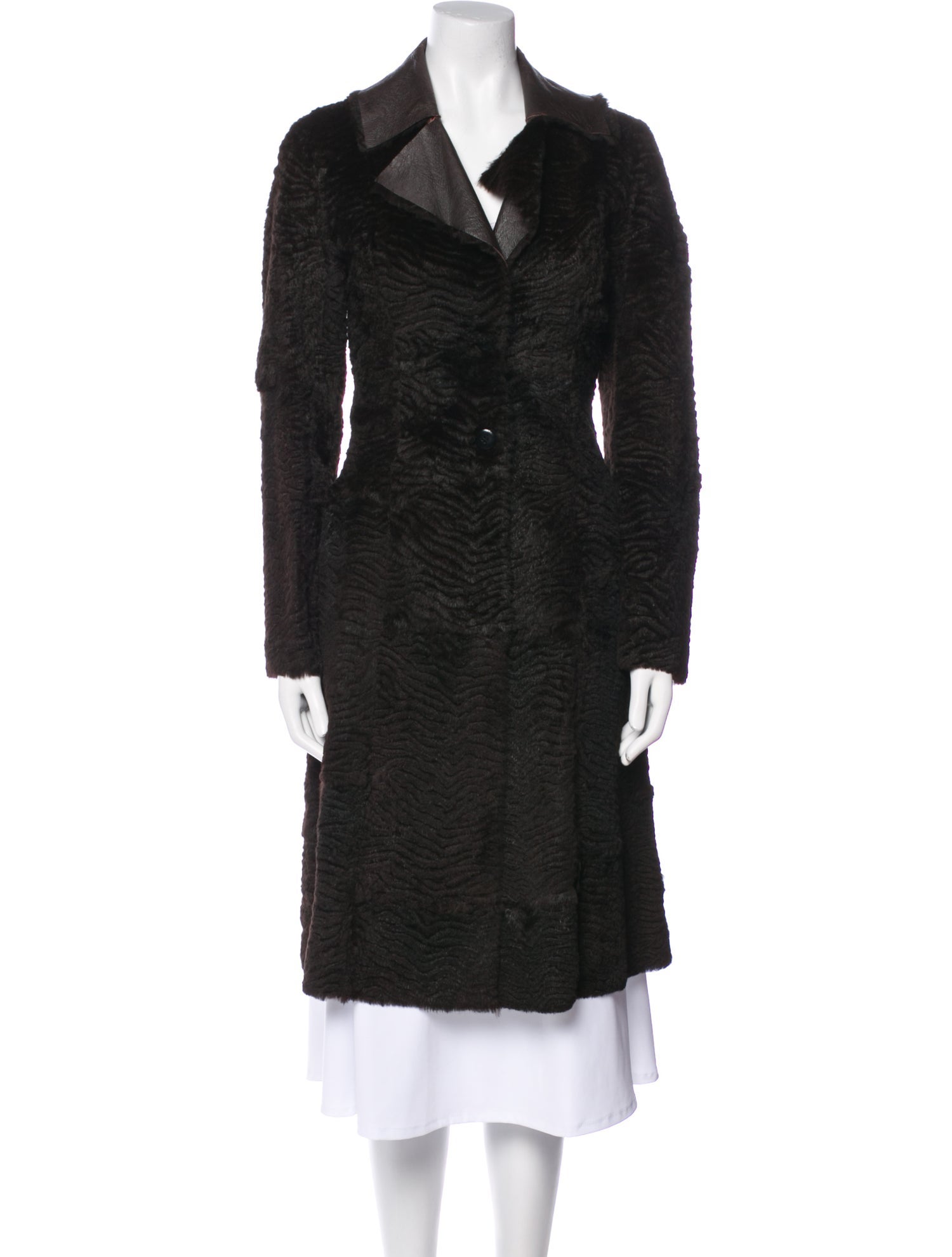 Armani Collezioni Calf Leather Animal Print Coat