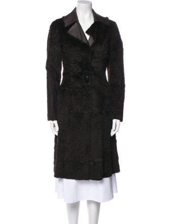 Armani Collezioni Calf Leather Animal Print Coat