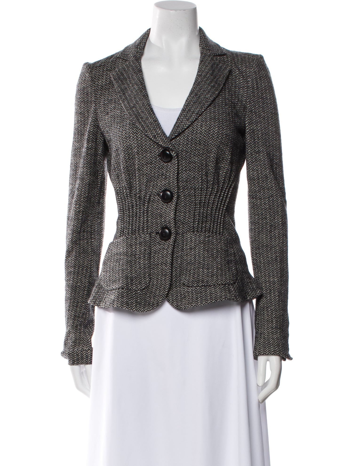 Armani Collezioni Virgin Wool Tweed Pattern Blazer