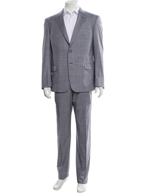 Armani Collezioni Virgin Wool Plaid Print Two-Piece Suit