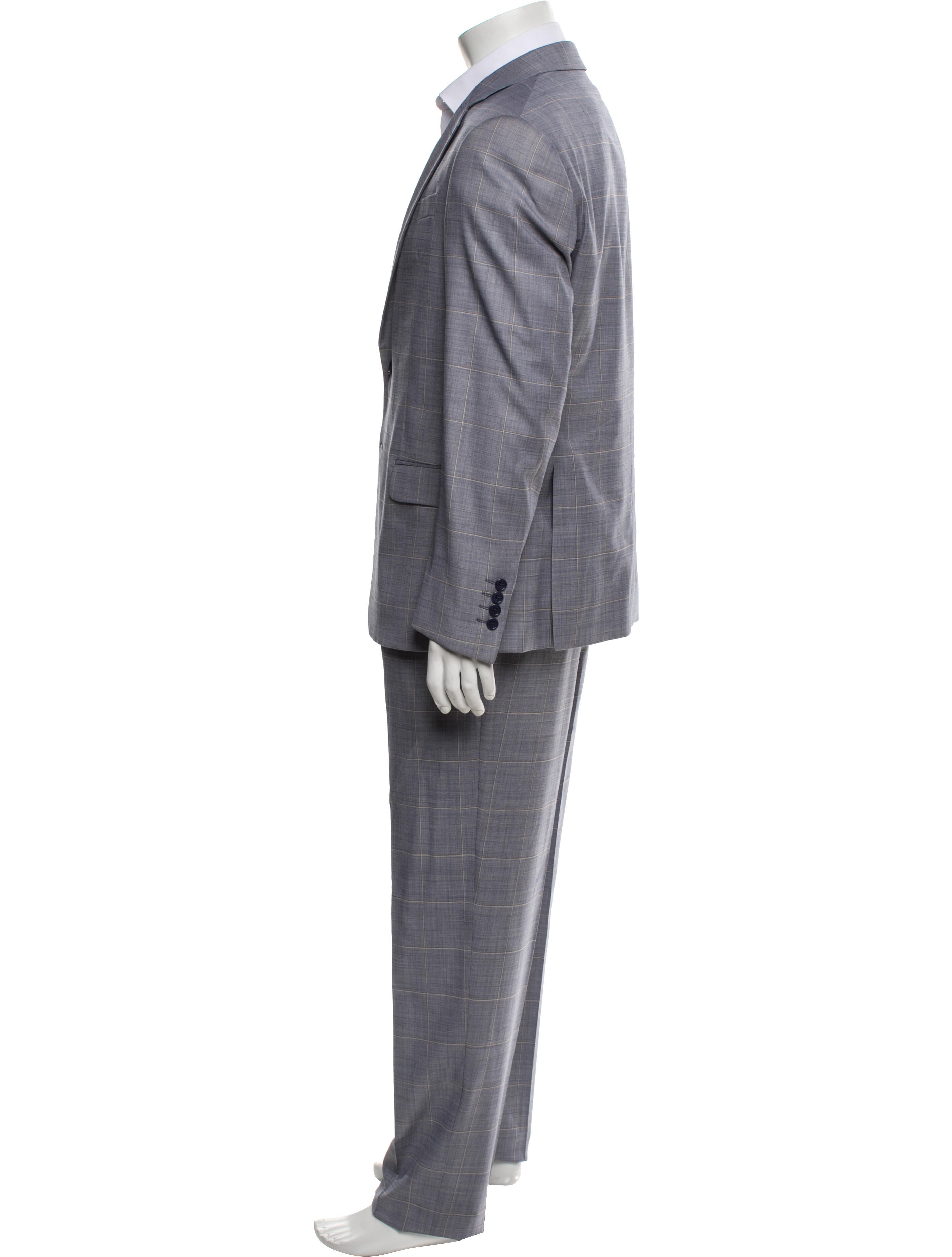 Armani Collezioni Virgin Wool Plaid Print Two-Piece Suit