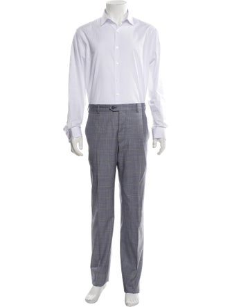 Armani Collezioni Virgin Wool Plaid Print Two-Piece Suit