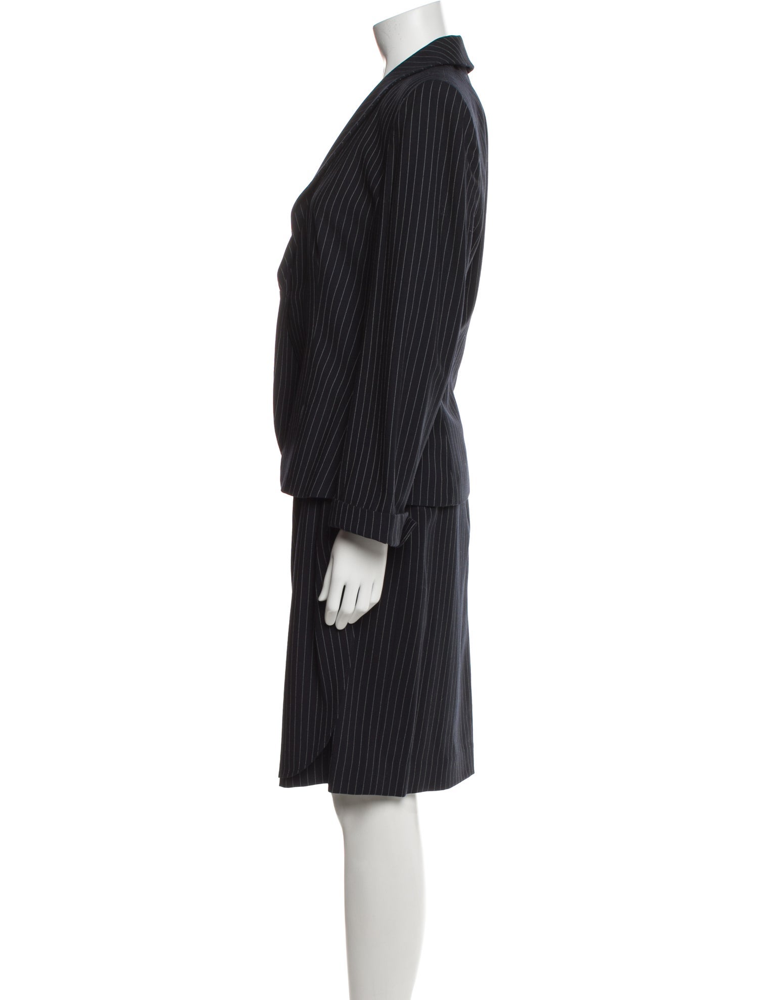 Armani Collezioni Wool Striped Skirt Suit