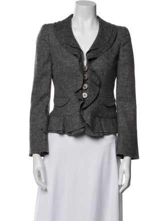 Armani Collezioni Wool Tweed Pattern Blazer