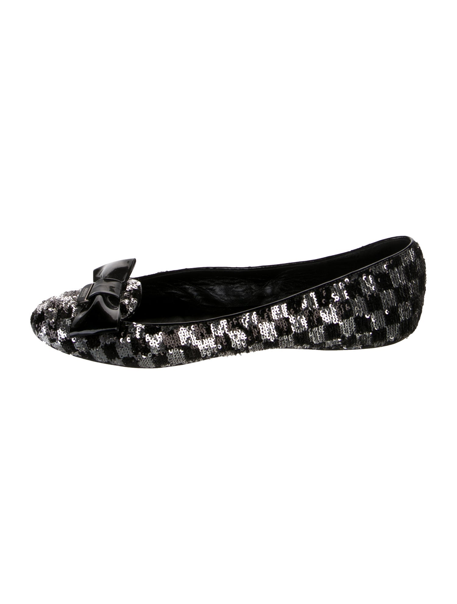 Armani Collezioni Sequins Plaid Print Ballet Flats