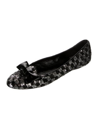 Armani Collezioni Sequins Plaid Print Ballet Flats