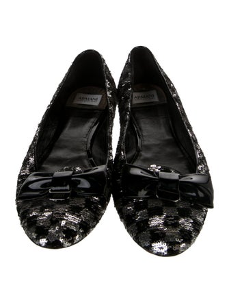 Armani Collezioni Sequins Plaid Print Ballet Flats