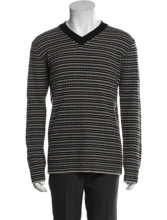 Armani Collezioni Virgin Wool Striped Cardigan