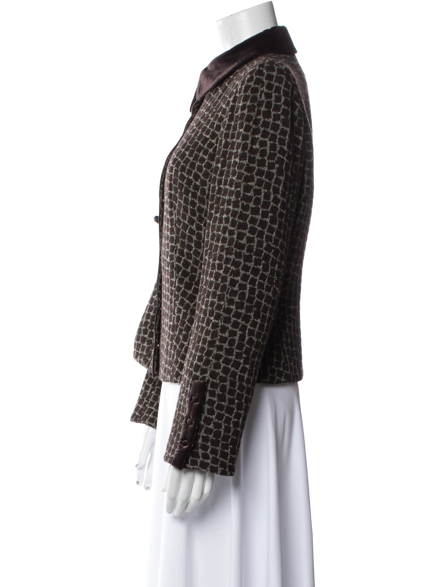 Armani Collezioni Virgin Wool Houndstooth Print Evening Jacket