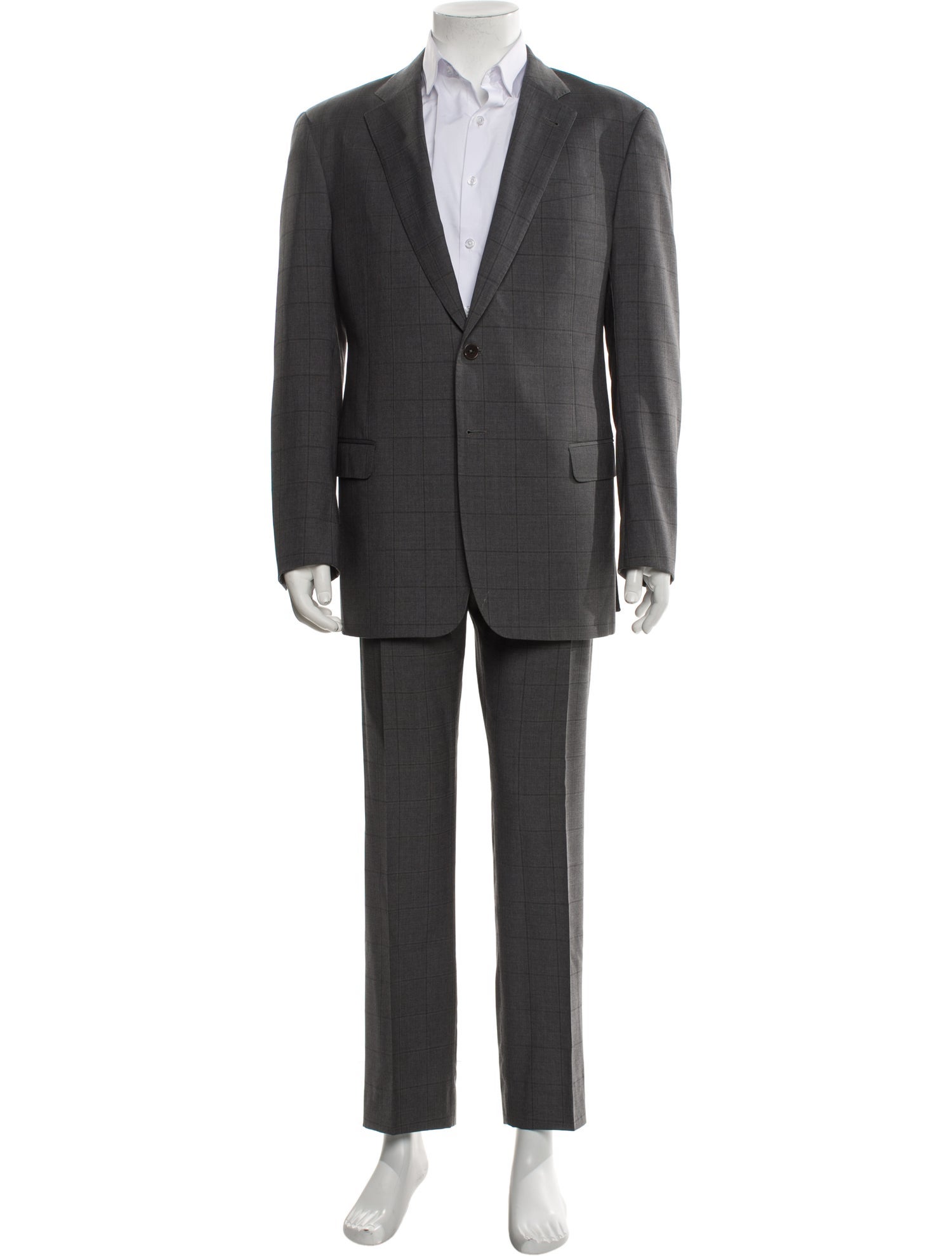 Armani Collezioni Wool Plaid Print Two-Piece Suit
