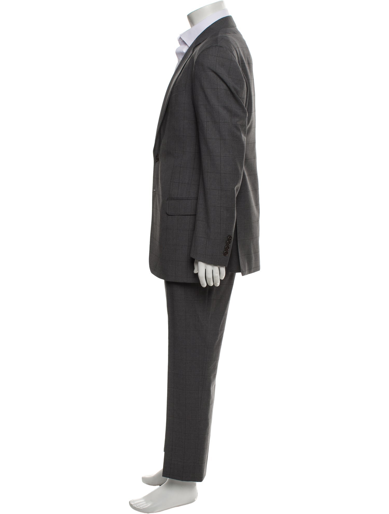 Armani Collezioni Wool Plaid Print Two-Piece Suit