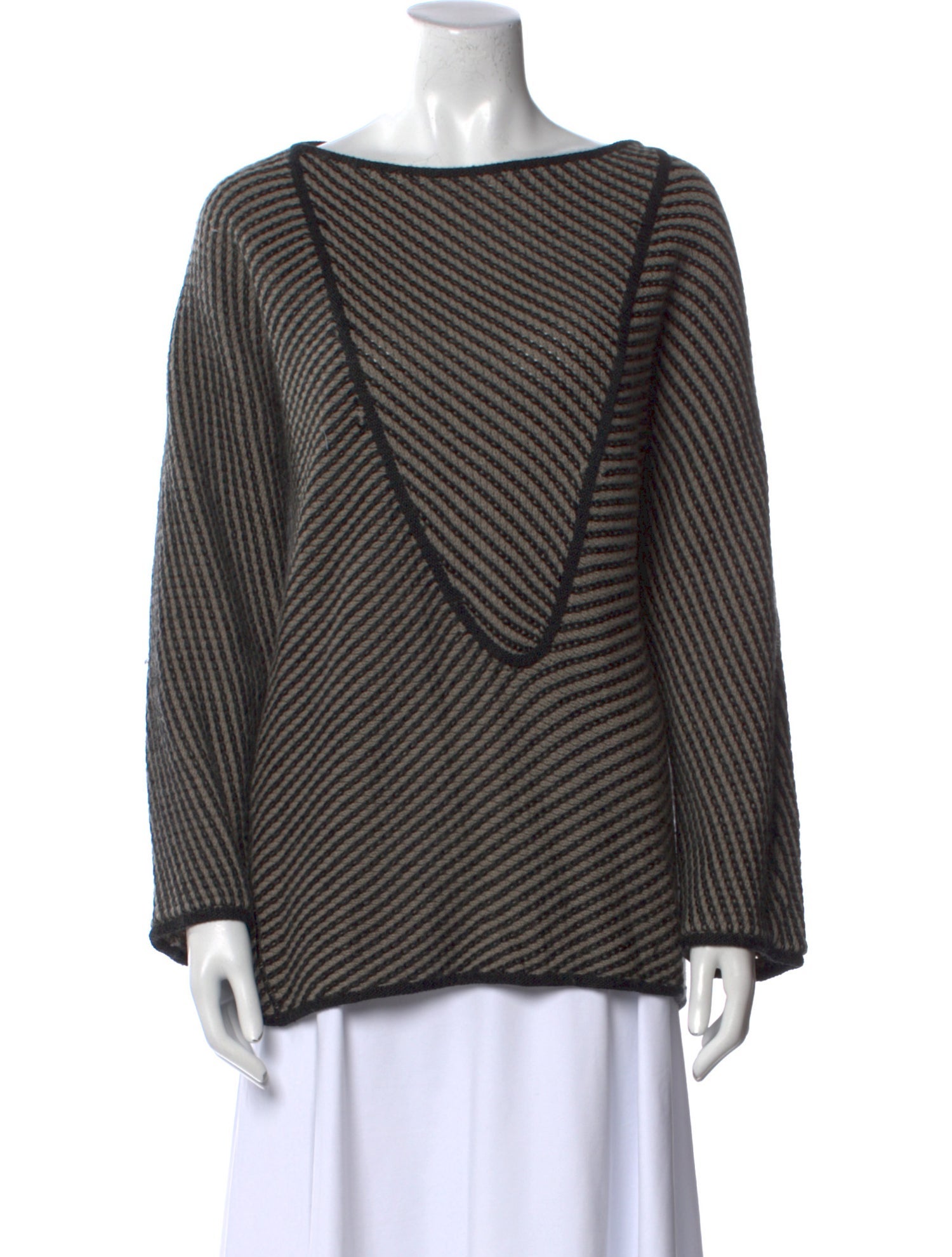 Armani Collezioni Striped Bateau Neckline Sweater
