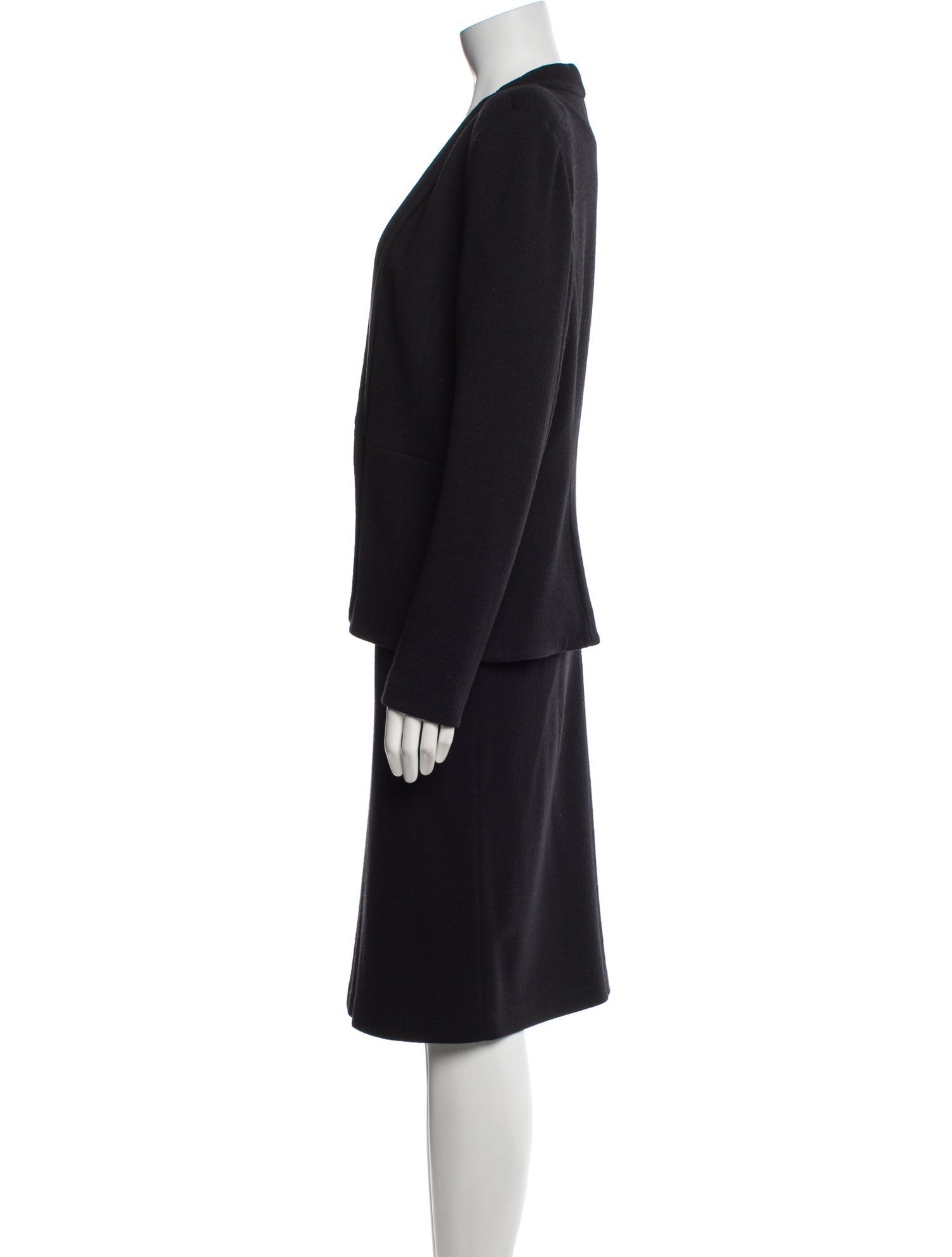 Armani Collezioni Virgin Wool Pleated Accents Skirt Suit
