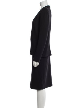 Armani Collezioni Virgin Wool Pleated Accents Skirt Suit