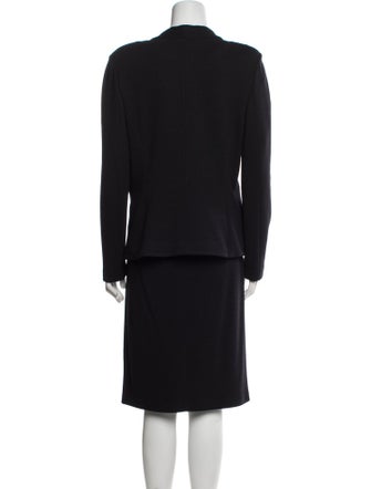 Armani Collezioni Virgin Wool Pleated Accents Skirt Suit