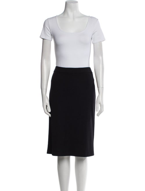 Armani Collezioni Virgin Wool Pleated Accents Skirt Suit