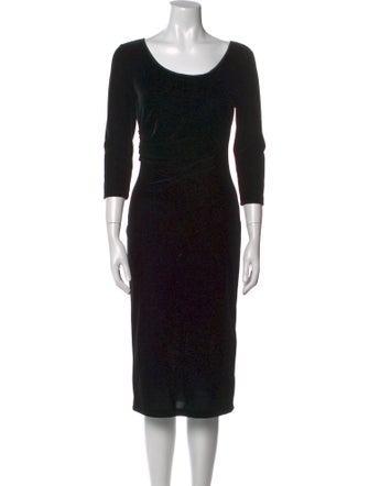 Armani Collezioni Scoop Neck Midi Length Dress